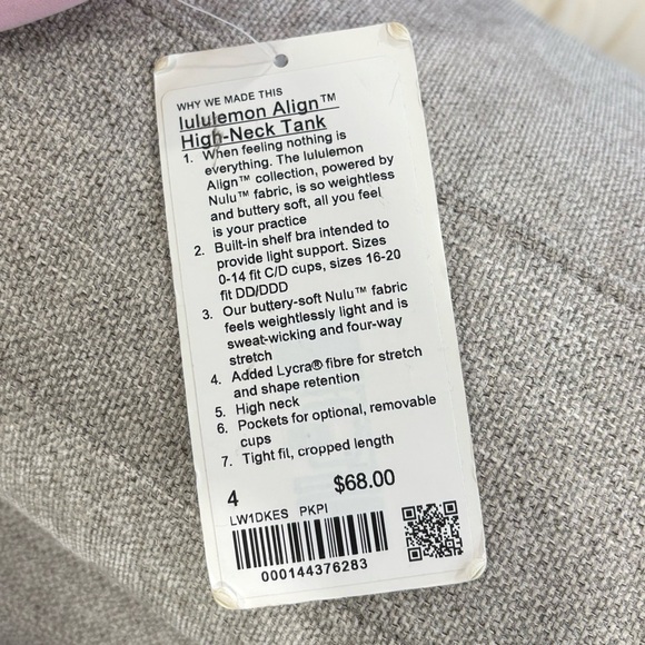 NWT Lululemon Align High Neck Tank Top In Pink Peony Size 4 - Picture 5 of 7